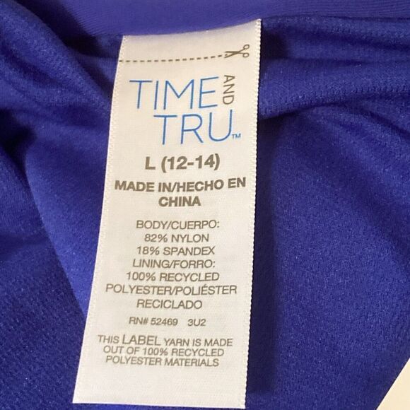 NWT Time & Tru Women's High Waist Swimsuit Bottom Tie Dye Blue&White Large - Picture 4 of 6